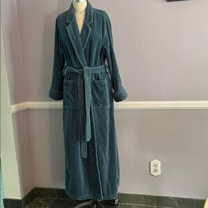 Vintage Cypress exclusively for Nordstrom Blue Green Belted Bathrobe cotton M